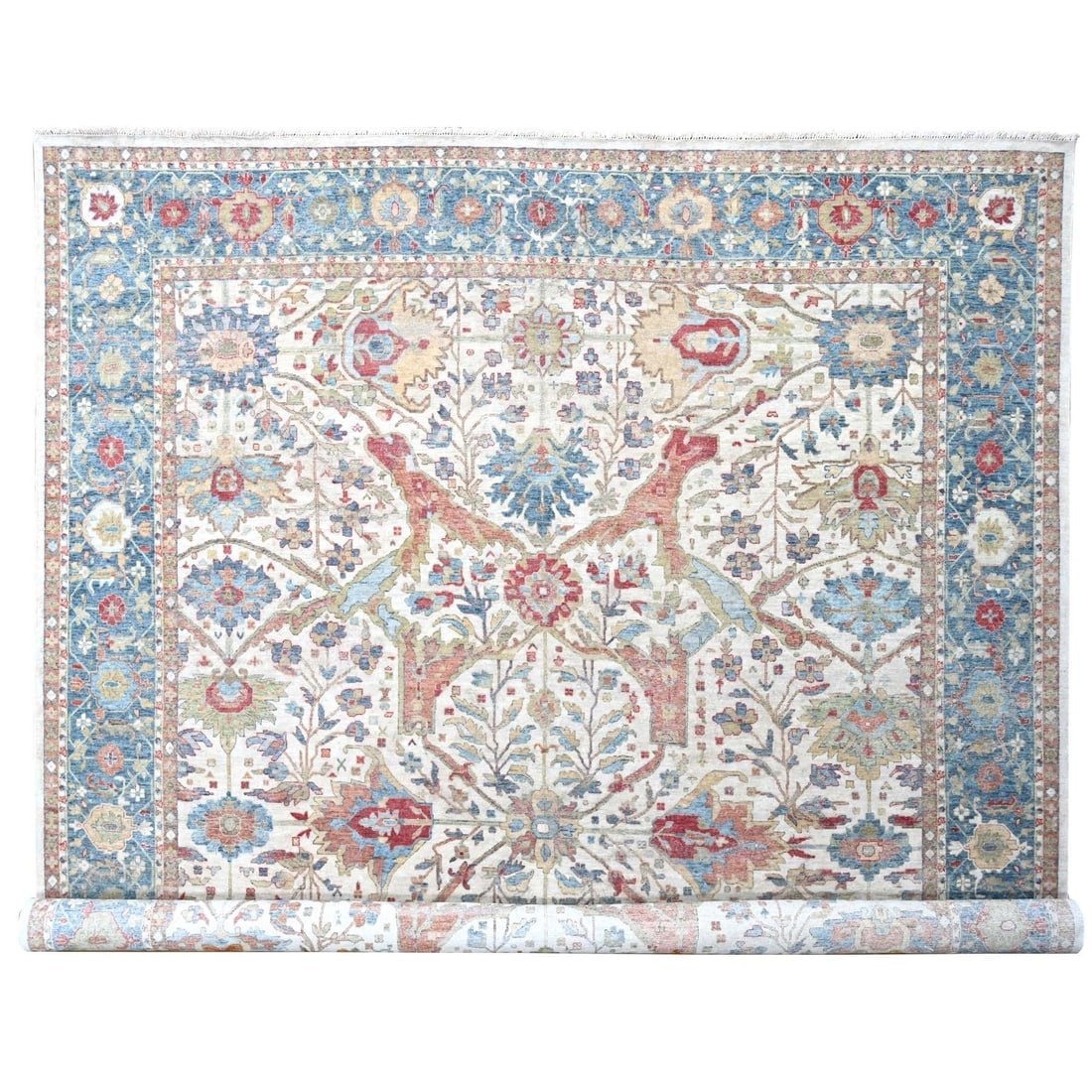 Pearl White 100% Wool Hand Knotted Antiqued Persian Distressed XL Rug: Title: Pearl White 100% Wool Hand Knotted Antiqued Persian Distressed XL Rug Description:This is a truly genuine one-of-a-kind. It has been Knotted for months and months in the centuries-old weaving