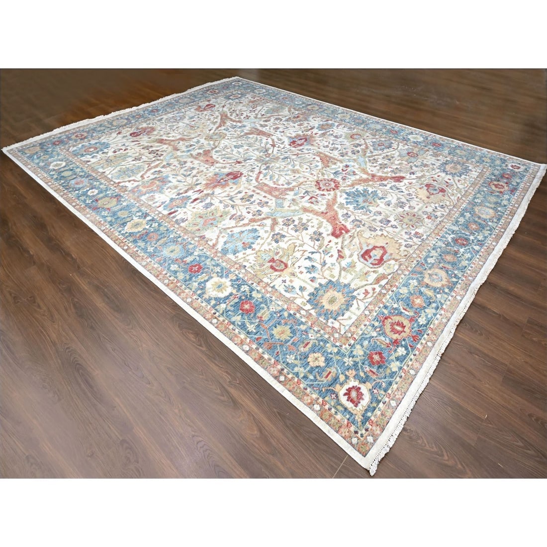 Pearl White 100% Wool Hand Knotted Antiqued Persian Distressed XL Rug - 3