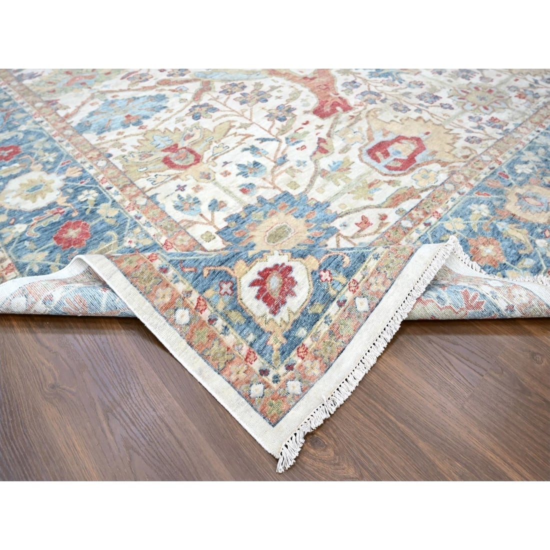 Pearl White 100% Wool Hand Knotted Antiqued Persian Distressed XL Rug - 6