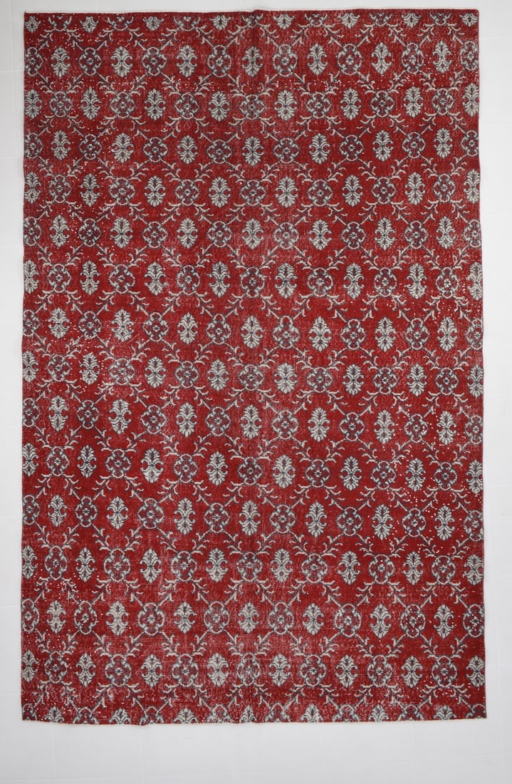 6'9'' x 10'5'' Handmade Vintage Wool Rug - 2666: Title: 6'9'' x 10'5'' Handmade Vintage Wool Rug - 2666 Description:6'9'' x 10'5'' Handmade Vintage Wool Rug - 2666 Origin:Turkiye Date/Period:1960-90 Materials:Wool,Cotton Dimension:6'9''x10'5'' ft, 2