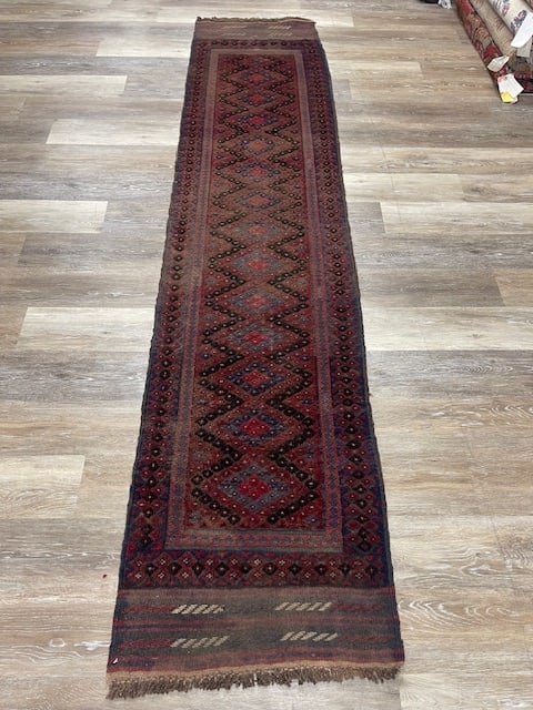 Vintage Bauch/ Afghani Runner-5349: Title:Vintage Bauch/ Afghani Runner-5349 Description:Beautiful Vintage Afghani baluch from Afhanistan, size 2 ft by 8 ft. 7 inches, circa 1960 in excellent condition with a very slight and small