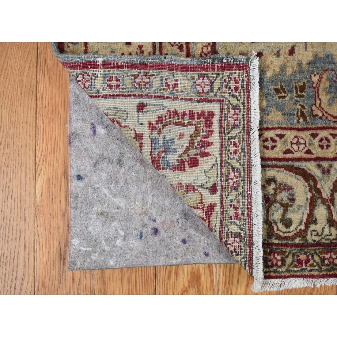 Red, Antique Persian Khorasan, Hand Knotted, Pure Wool Rug - 4