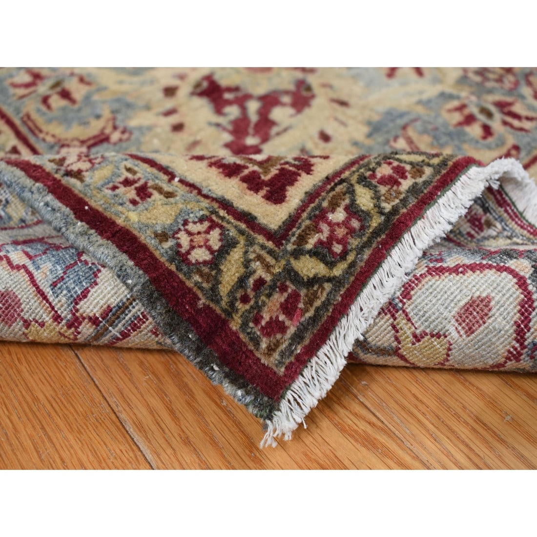 Red, Antique Persian Khorasan, Hand Knotted, Pure Wool Rug - 5