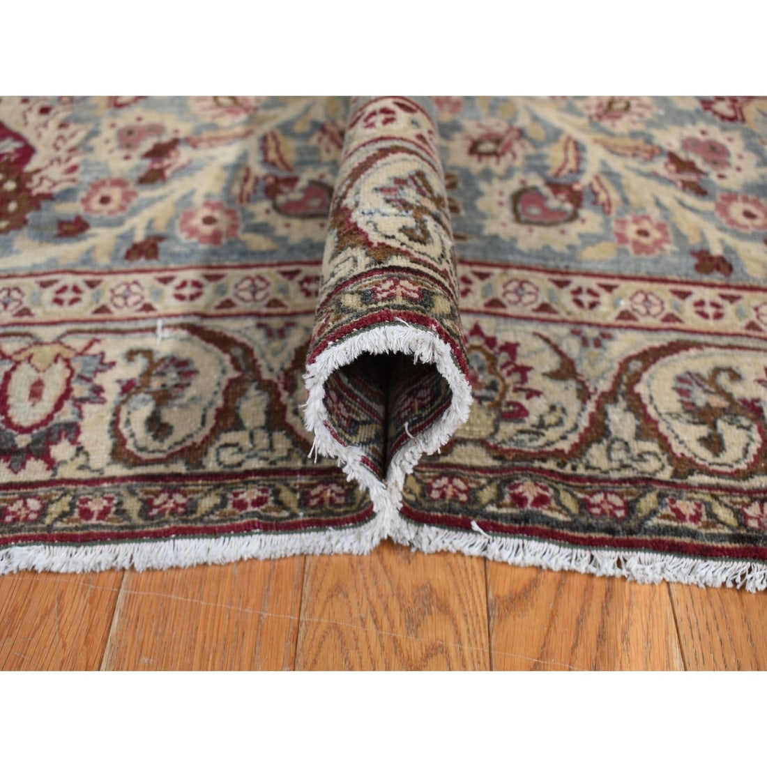 Red, Antique Persian Khorasan, Hand Knotted, Pure Wool Rug - 6