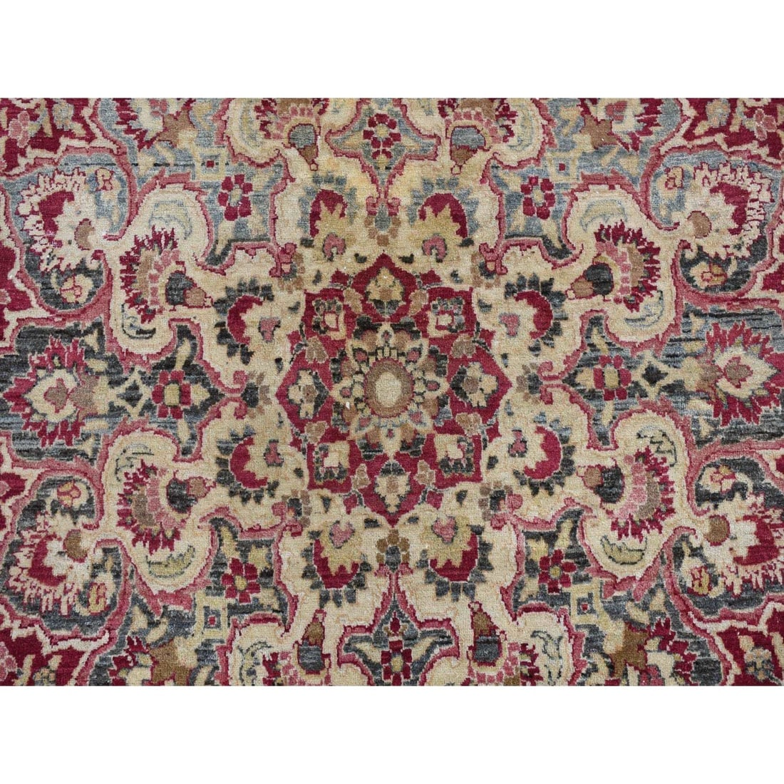 Red, Antique Persian Khorasan, Hand Knotted, Pure Wool Rug - 7