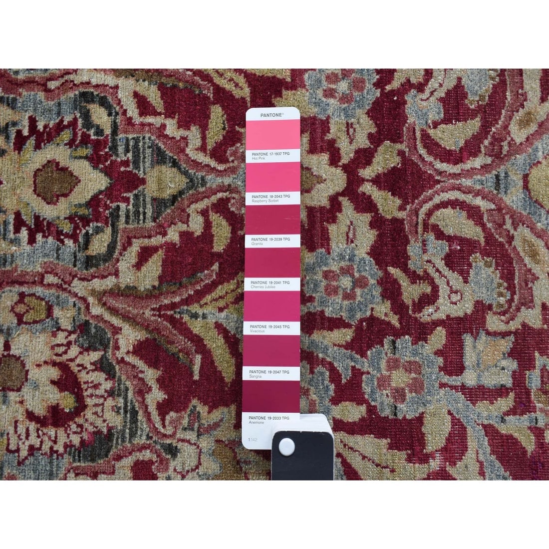 Red, Antique Persian Khorasan, Hand Knotted, Pure Wool Rug - 8