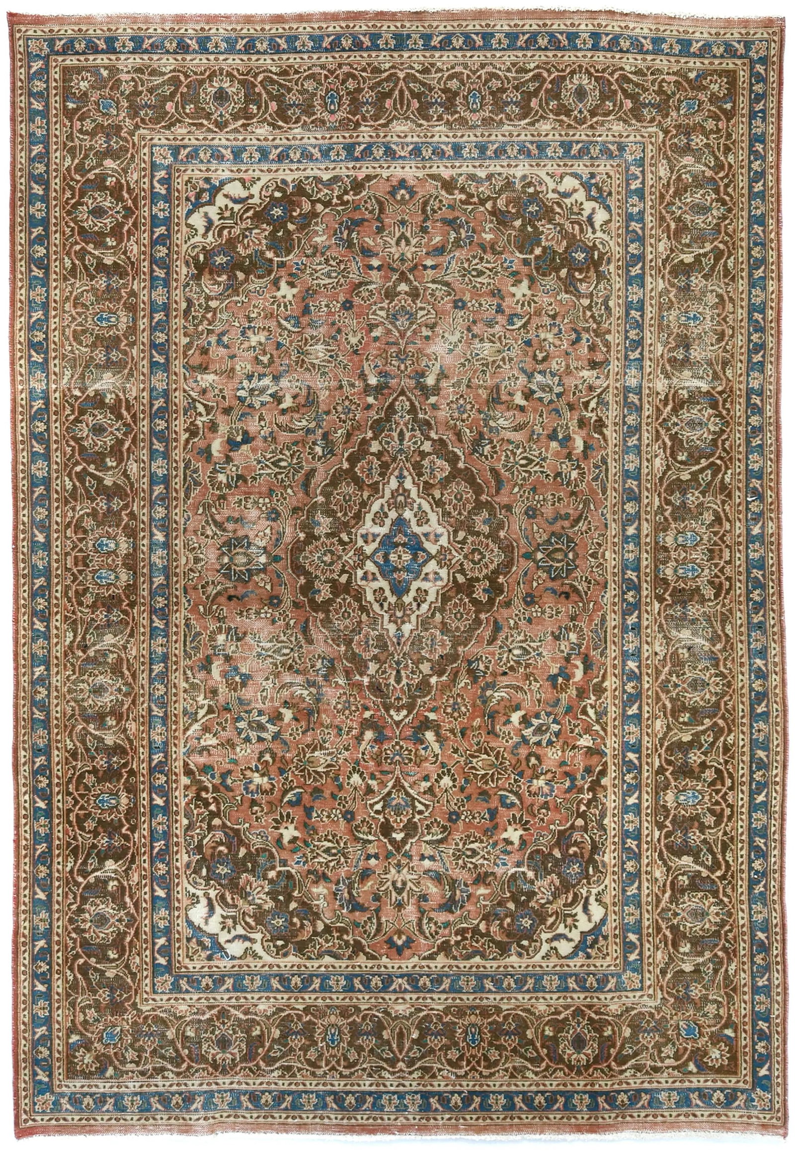 Muted Rusty Red Semi Antique Floral 6X9 Distressed Vintage Oriental Rug (1 of 13)