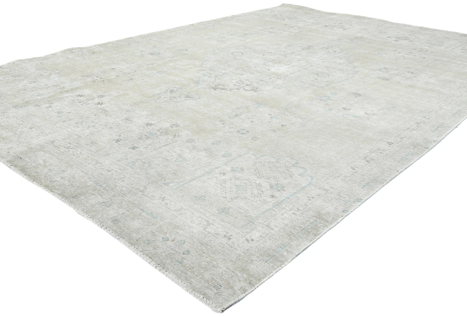 Antique Muted Beige Floral 8X11 Distressed Vintage Oriental Rug - 4