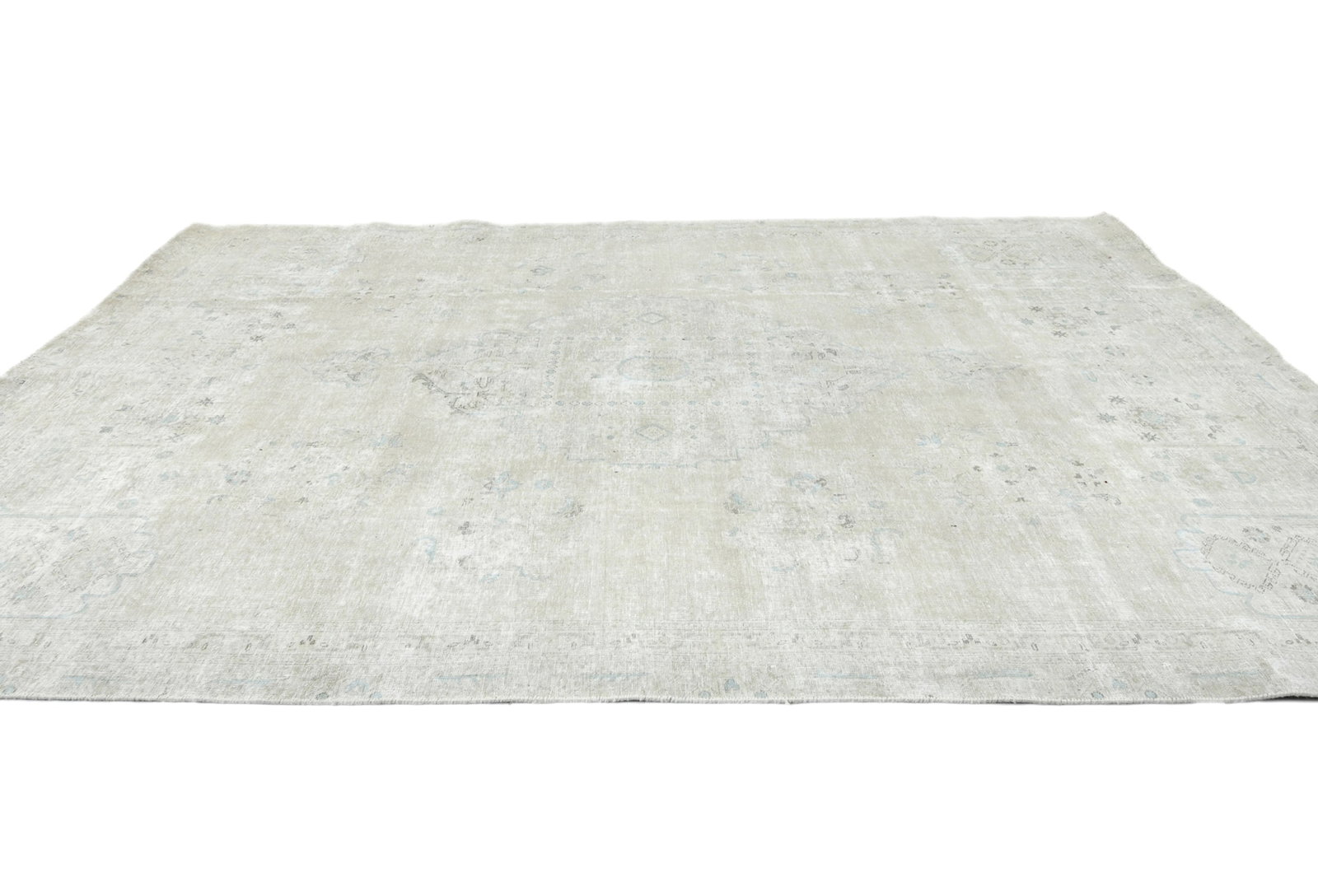Antique Muted Beige Floral 8X11 Distressed Vintage Oriental Rug - 5