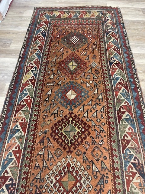 Antique Kazak Caucasian Runner- - 5