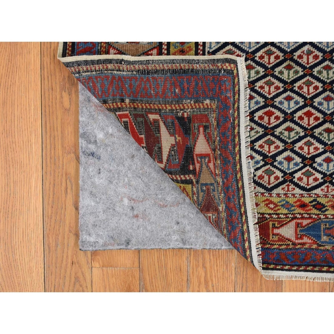 Smoke White Antique Shirvan, 100% Wool, Hand Knotted, Runner Rug - 4