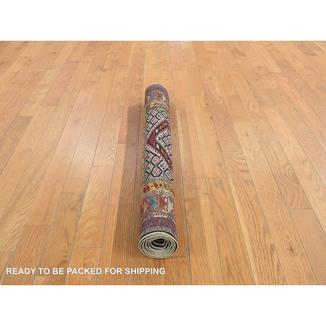 Smoke White Antique Shirvan, 100% Wool, Hand Knotted, Runner Rug - 6