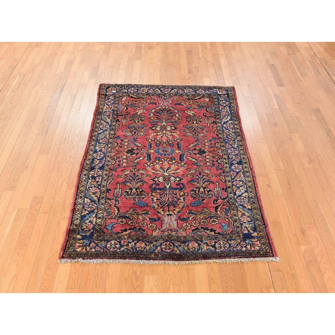 Ruby Red Antique Persian Lilihan Clean Hand Knotted Pure Wool Rug - 2
