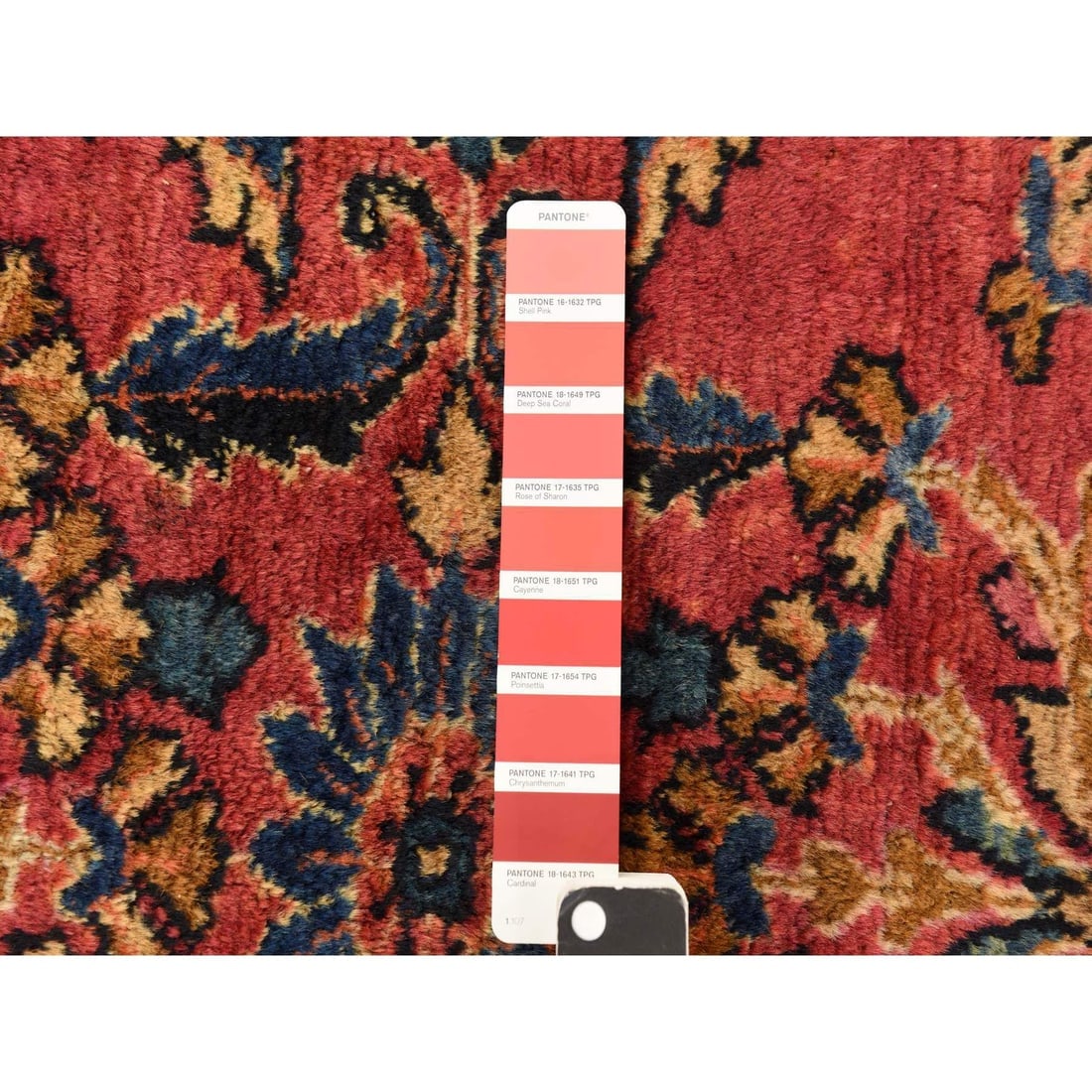 Ruby Red Antique Persian Lilihan Clean Hand Knotted Pure Wool Rug - 5