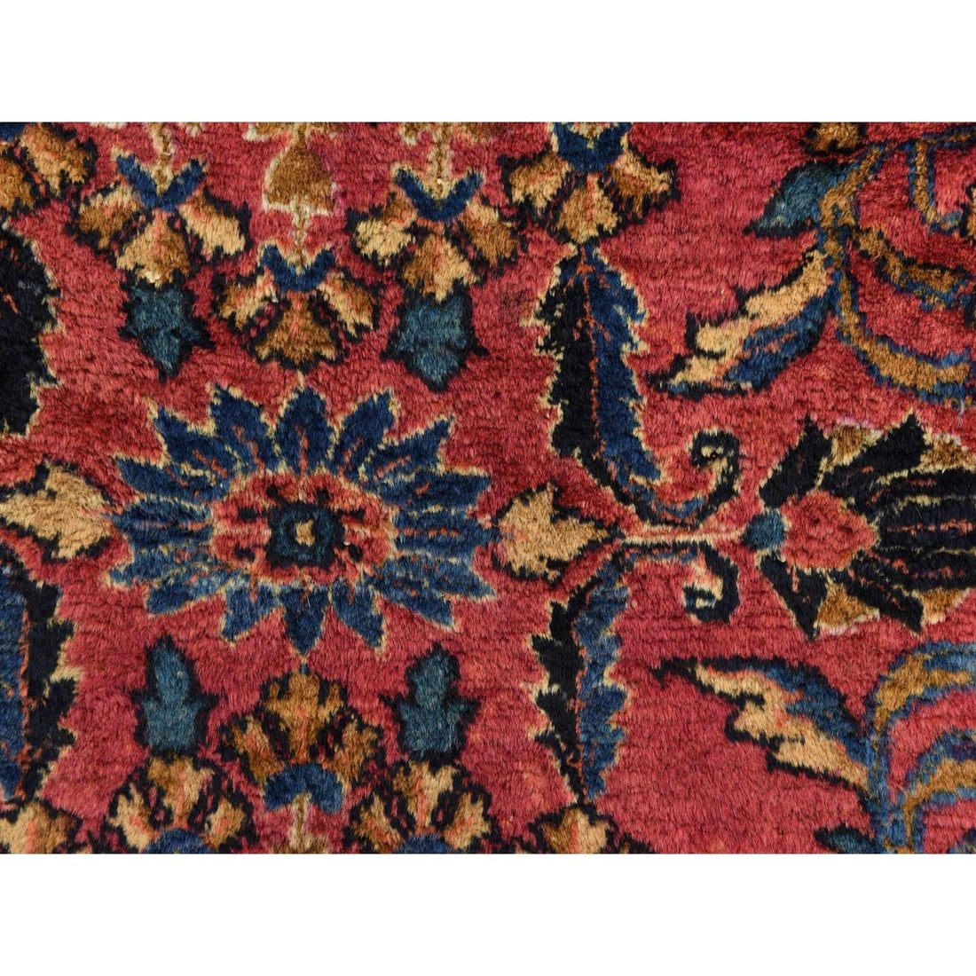 Ruby Red Antique Persian Lilihan Clean Hand Knotted Pure Wool Rug - 6