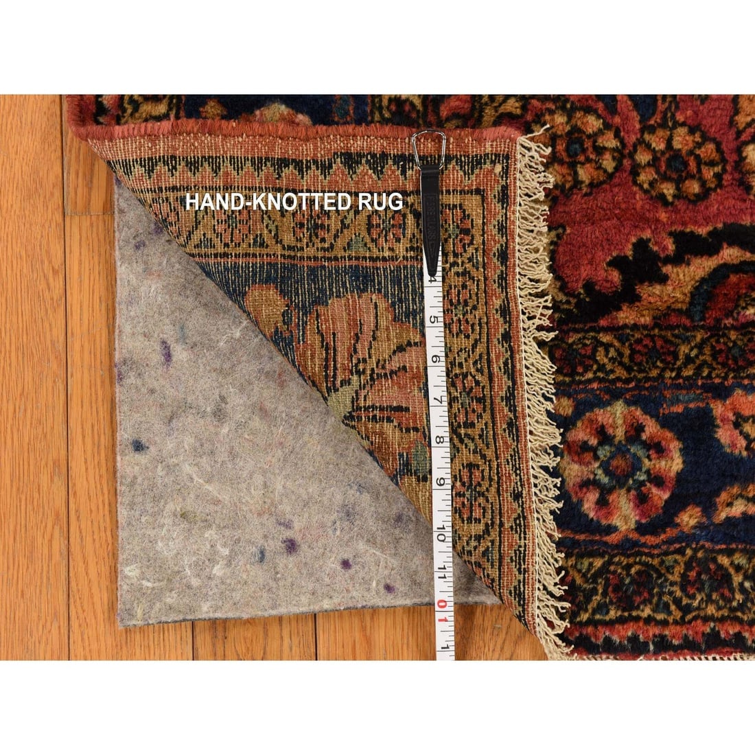 Ruby Red Antique Persian Lilihan Clean Hand Knotted Pure Wool Rug - 9