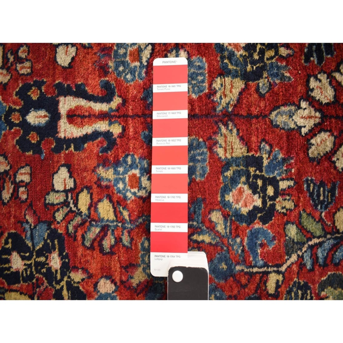 Barn Red Antique Persian Sarouk Rare Gallery Size Oriental Rug - 8