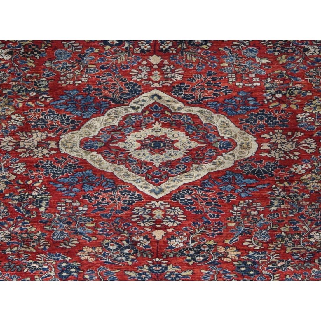 Barn Red Antique Persian Sarouk Rare Gallery Size Oriental Rug - 5