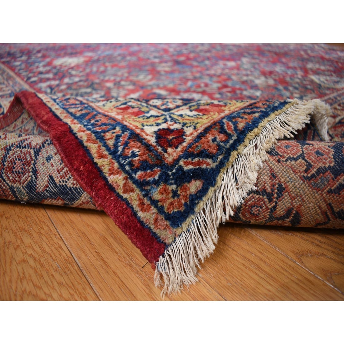 Barn Red Antique Persian Sarouk Rare Gallery Size Oriental Rug - 6