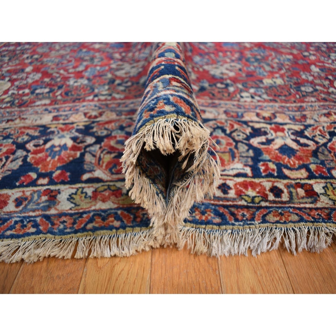Barn Red Antique Persian Sarouk Rare Gallery Size Oriental Rug - 7