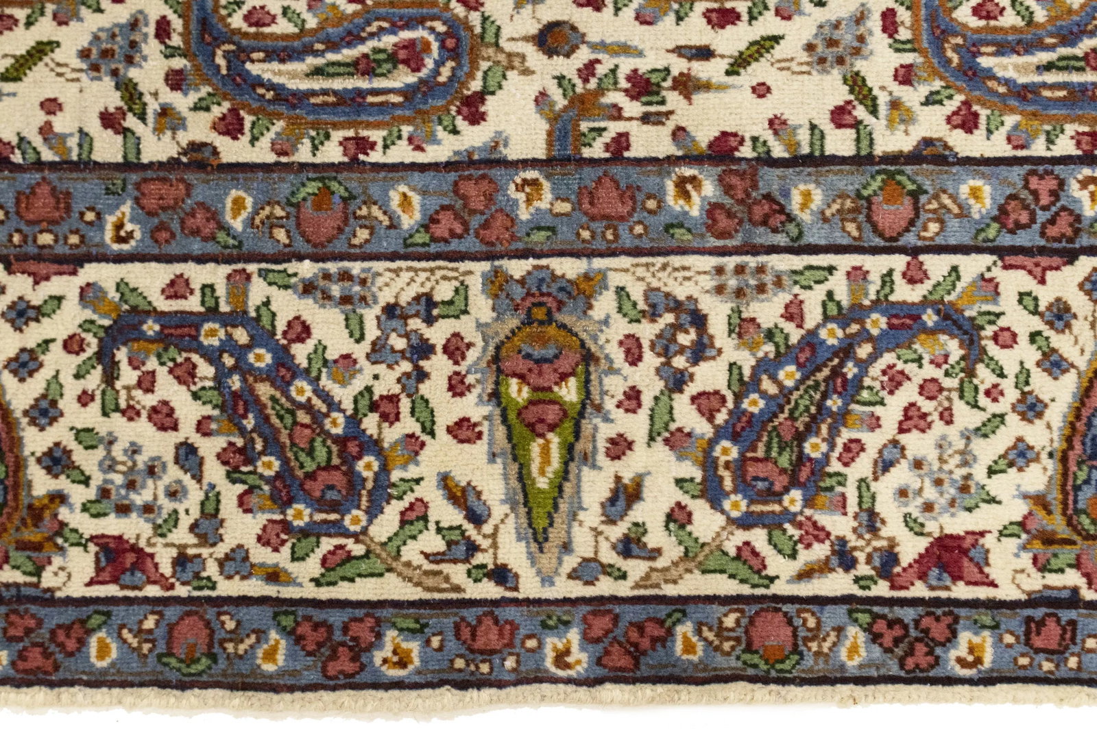 Semi Antique Cream Floral 5X8 Kashan Boteh Persian Rug - 12