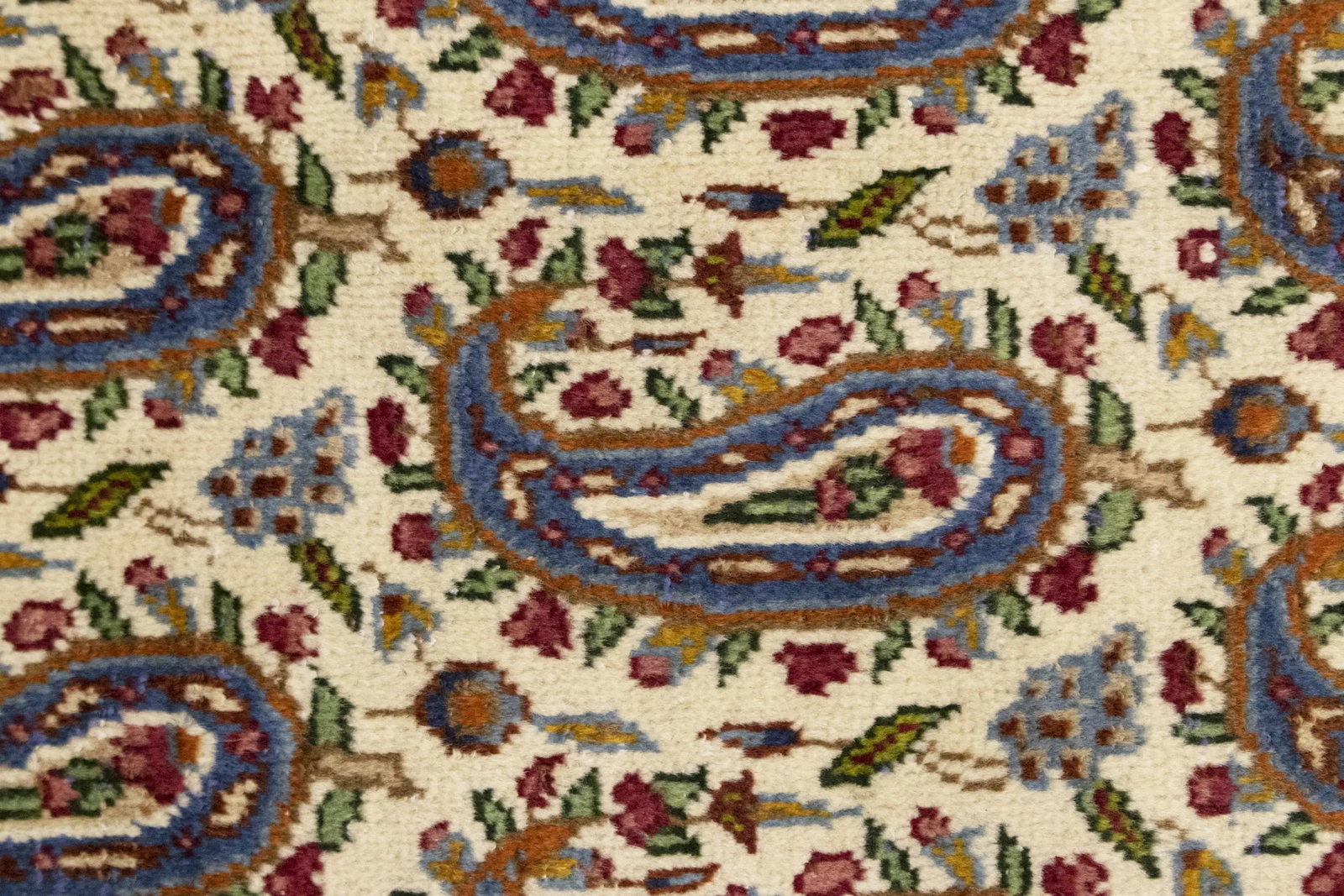 Semi Antique Cream Floral 5X8 Kashan Boteh Persian Rug - 8