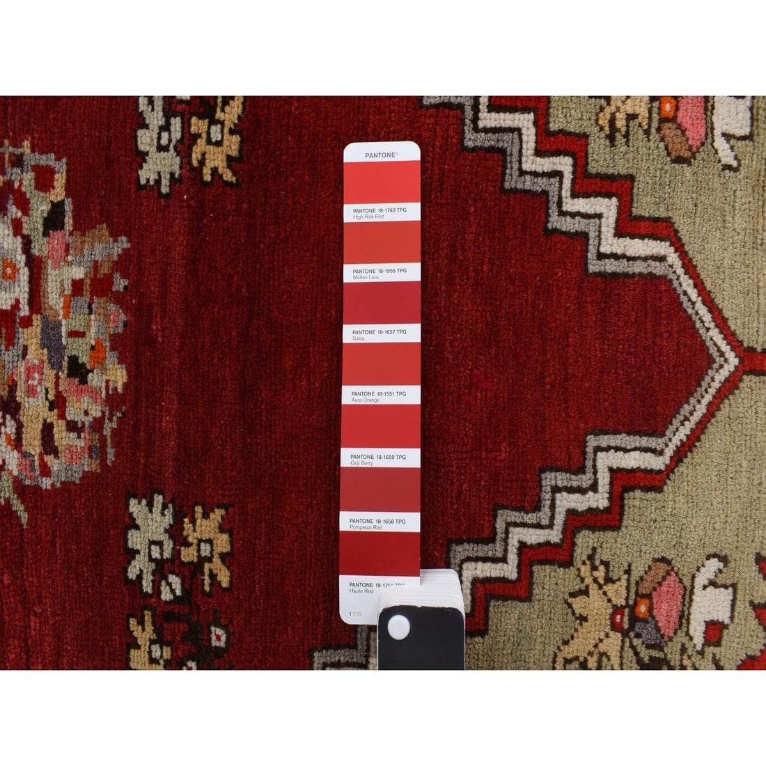 Pompeain Red Hand Knotted Antique Bergama Prayer Rug Wool Oriental Rug - 2