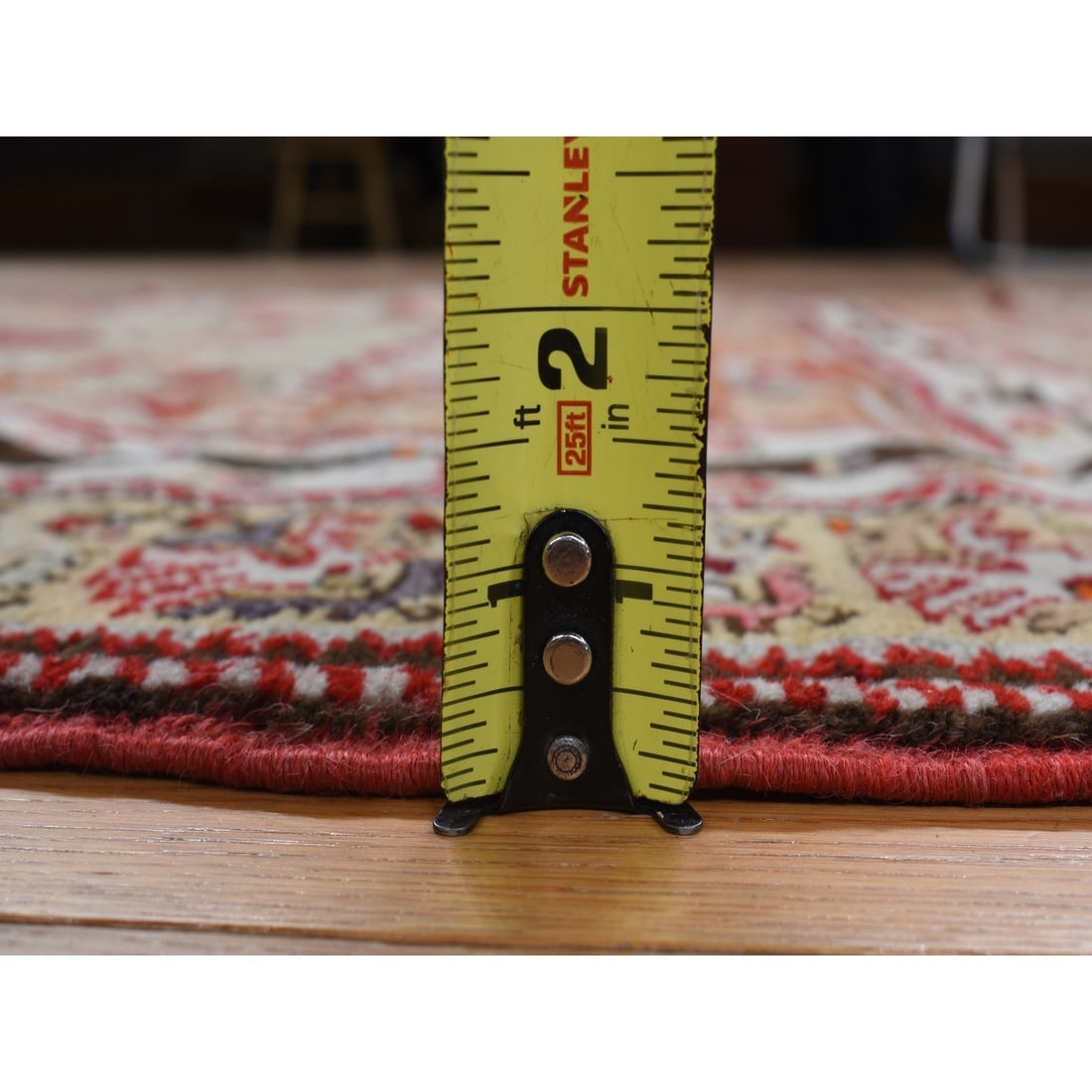 Pompeain Red Hand Knotted Antique Bergama Prayer Rug Wool Oriental Rug - 4