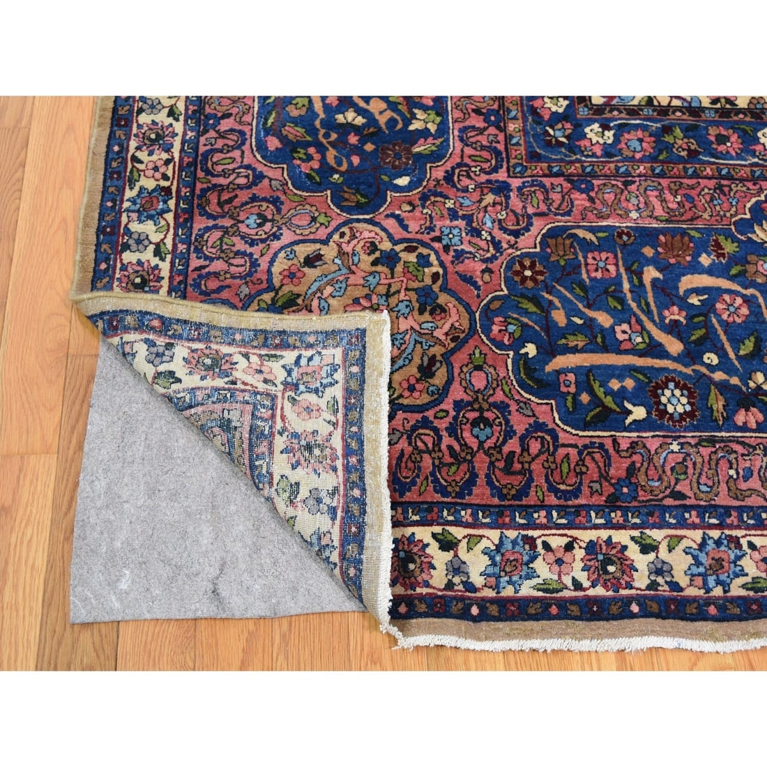 White Antique Persian Kerman Hand Knotted Pure Wool Oversized Rug - 4