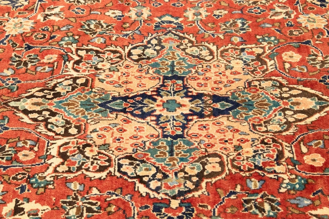 Vintage Orange-red Traditional 10X14 Mahal Persian Rug - 10