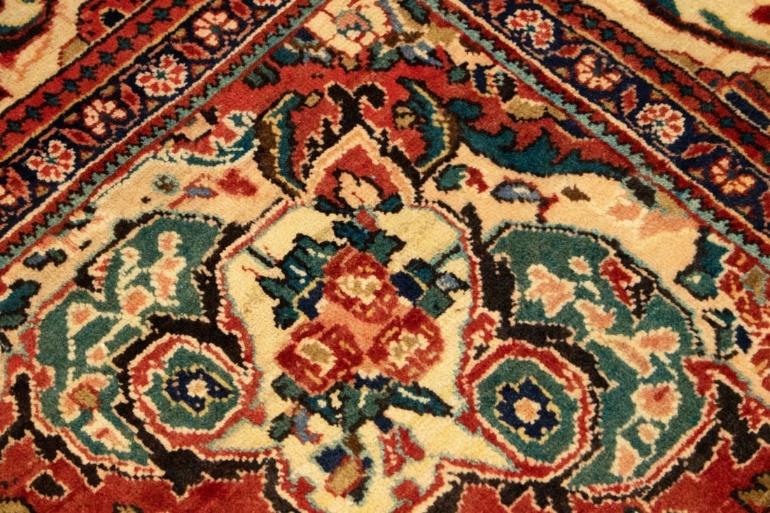 Vintage Orange-red Traditional 10X14 Mahal Persian Rug - 12