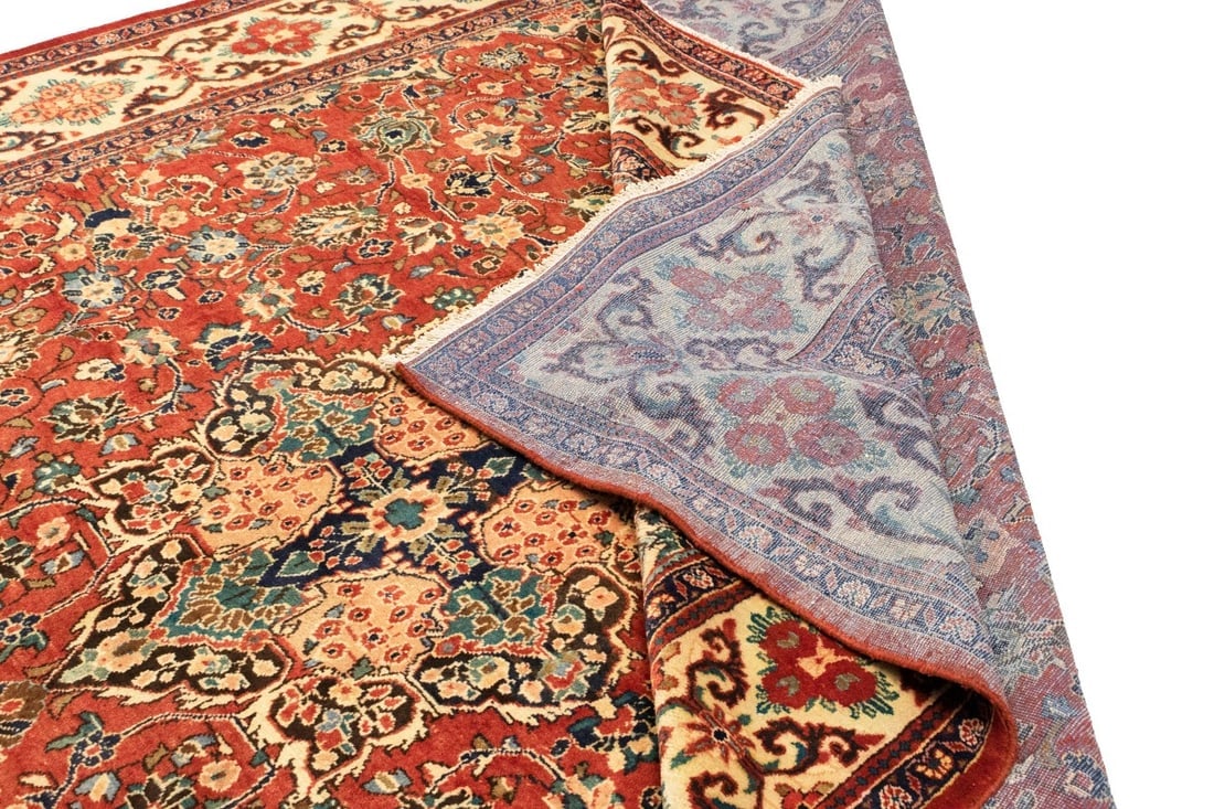 Vintage Orange-red Traditional 10X14 Mahal Persian Rug - 19