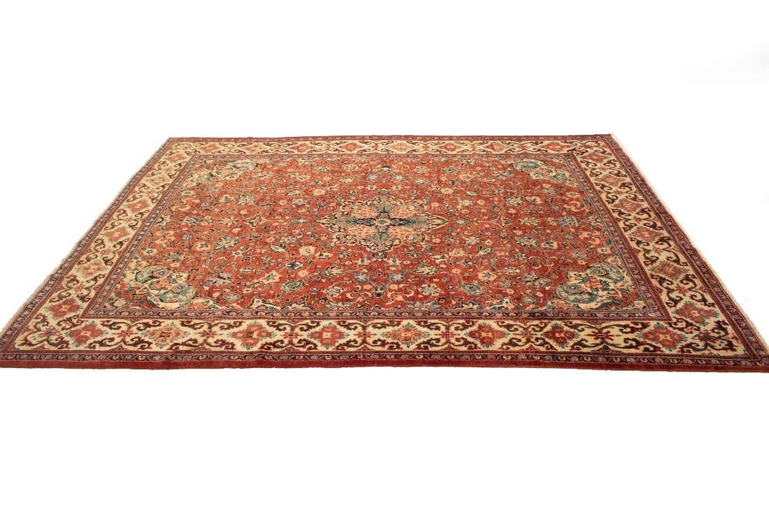 Vintage Orange-red Traditional 10X14 Mahal Persian Rug - 5