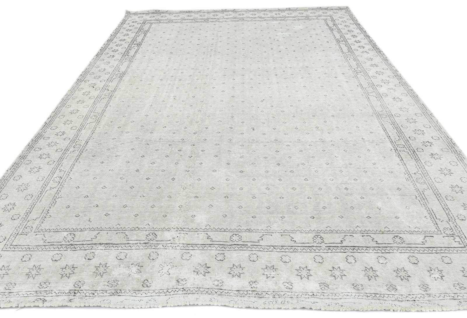 Antique Muted Beige Floral 8X11 Distressed Vintage Oriental Rug - 3