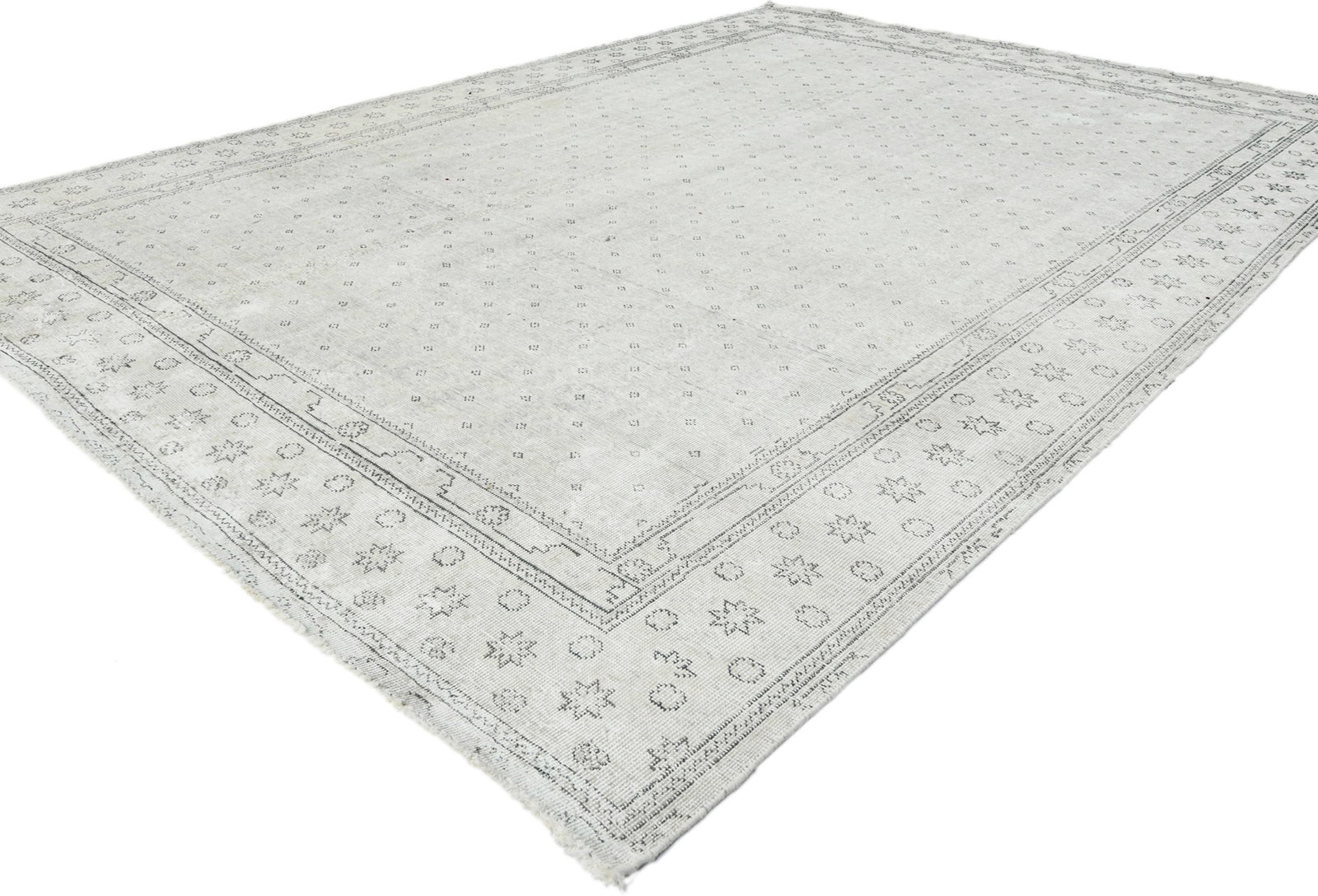 Antique Muted Beige Floral 8X11 Distressed Vintage Oriental Rug - 4