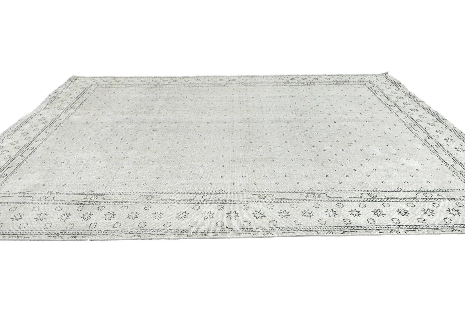 Antique Muted Beige Floral 8X11 Distressed Vintage Oriental Rug - 5