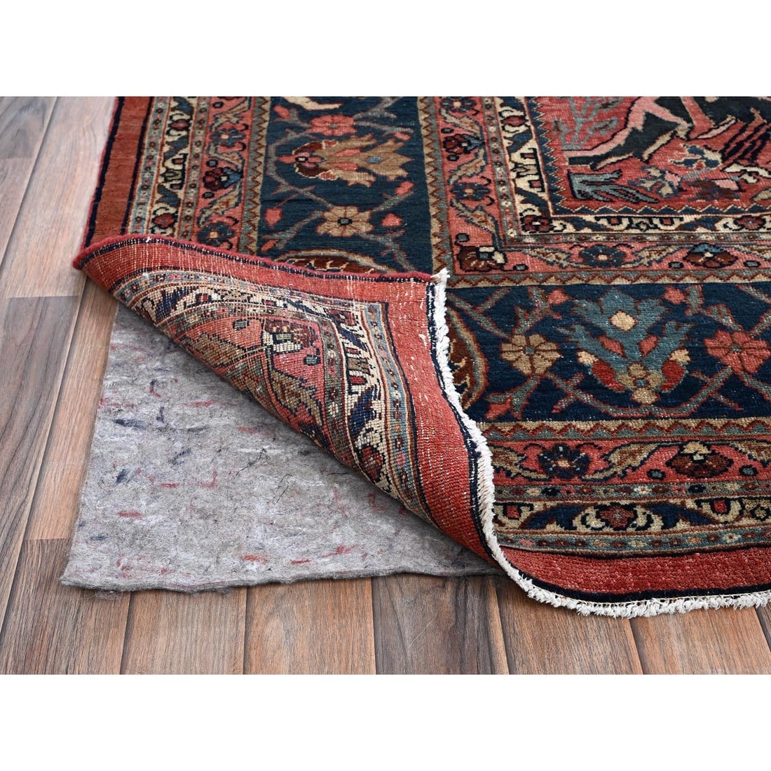 Crimson Red Antique Persian Bijar Garus Clean Hand Knotted Wool Rug - 4