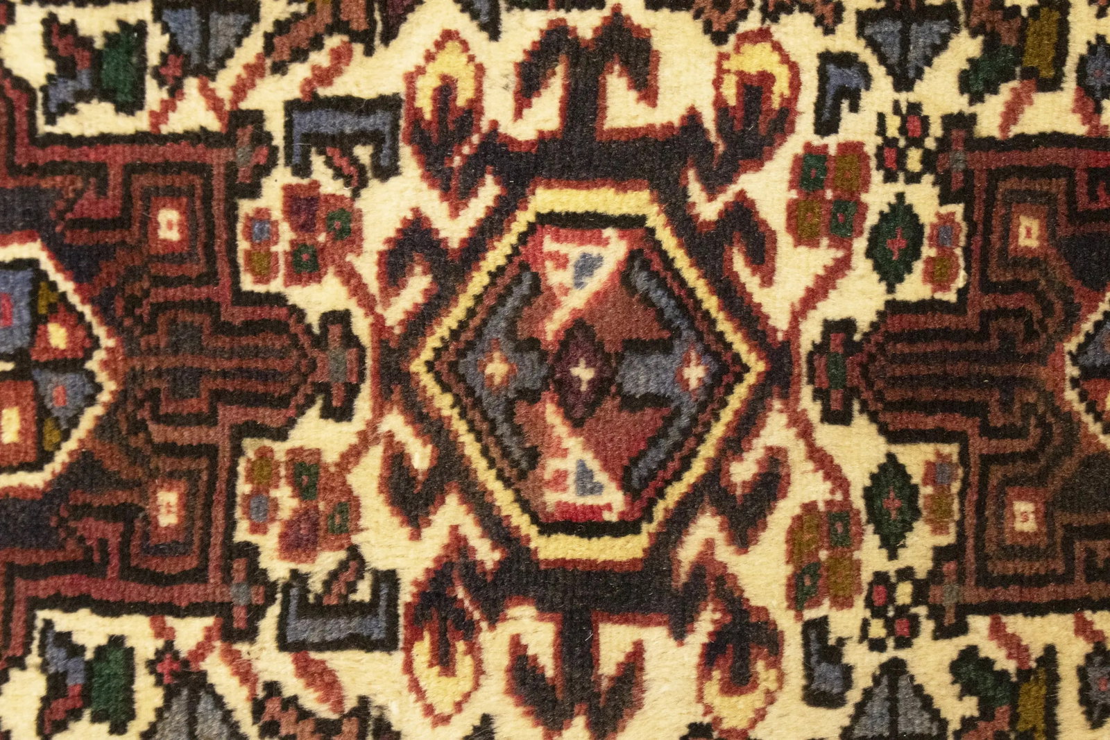 Vintage Cream Geometric 2X6 Karajeh Persian Runner Rug - 8