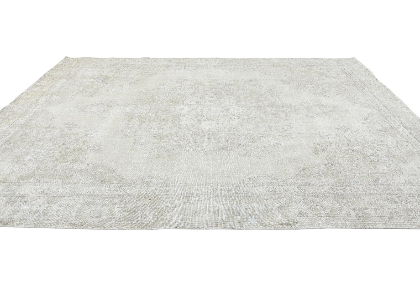Muted Beige Antique Floral 8'3X10'9 Distressed Vintage Oriental Rug - 5