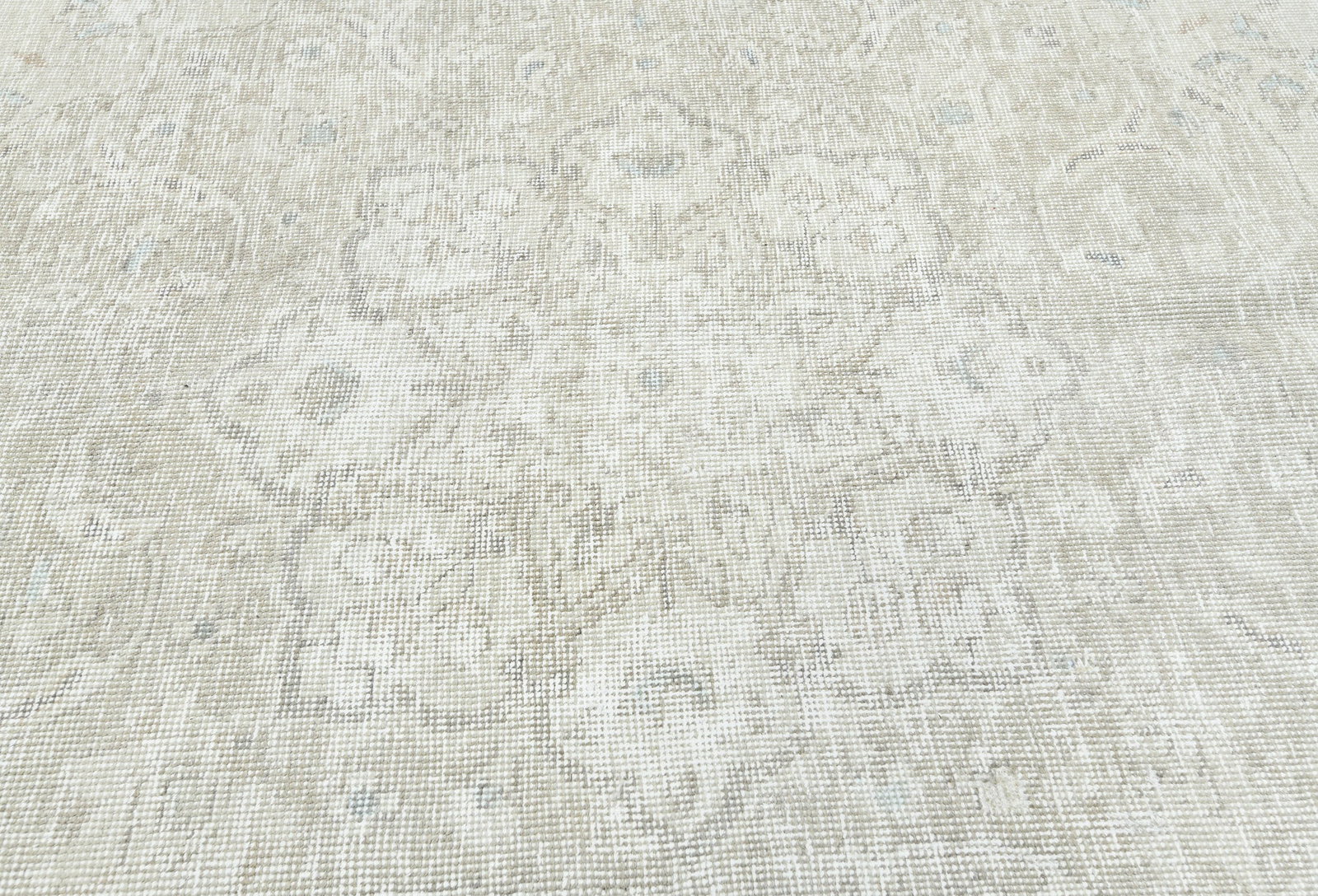 Muted Beige Antique Floral 8'3X10'9 Distressed Vintage Oriental Rug - 6