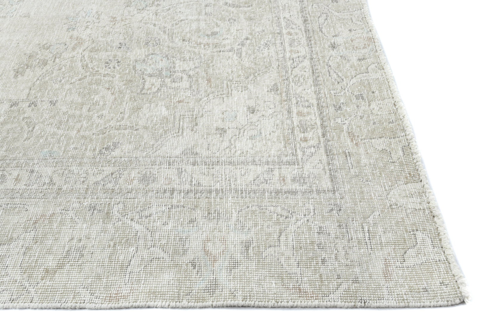 Muted Beige Antique Floral 8'3X10'9 Distressed Vintage Oriental Rug - 9