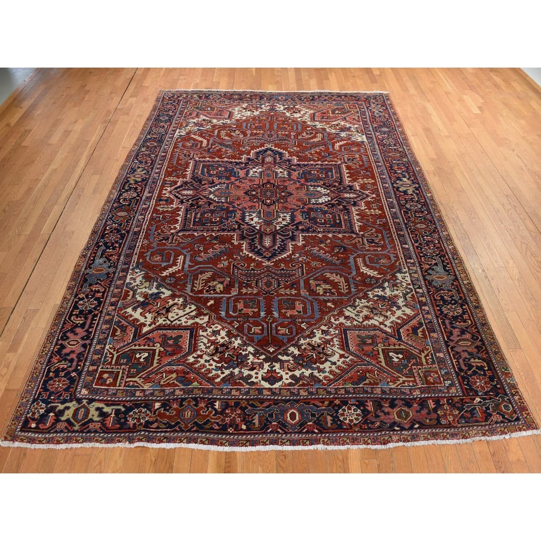 Red Antique Persian Heriz Clean Excellent Cond Hand Knotted Wool Rug - 2