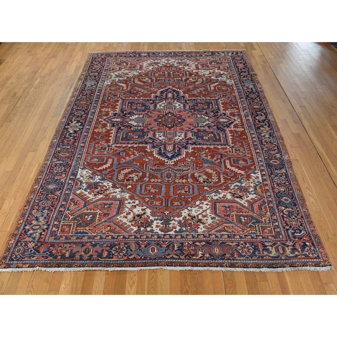 Red Antique Persian Heriz Clean Excellent Cond Hand Knotted Wool Rug - 3