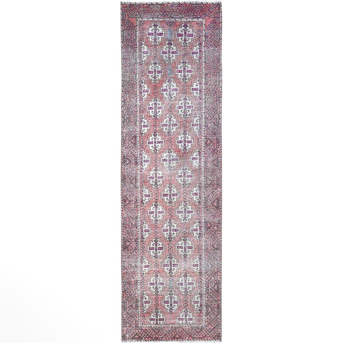Pink Hand Knotted Semi Antique Baluch Wide Long Runner Oriental Rug: Title: Pink Hand Knotted Semi Antique Baluch Wide Long Runner Oriental Rug Description:This is a truly genuine one-of-a-kind. It has been Knotted for months and months in the centuries-old weaving