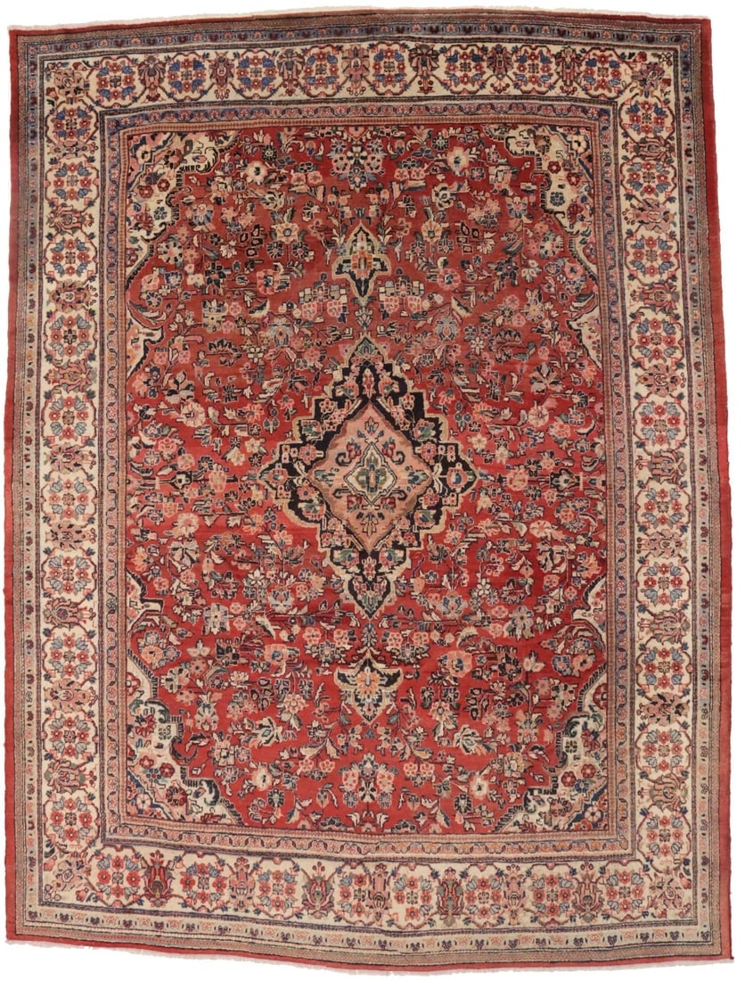 Semi Antique Red Traditional 10X13 Mahal Persian Rug (1 of 20)