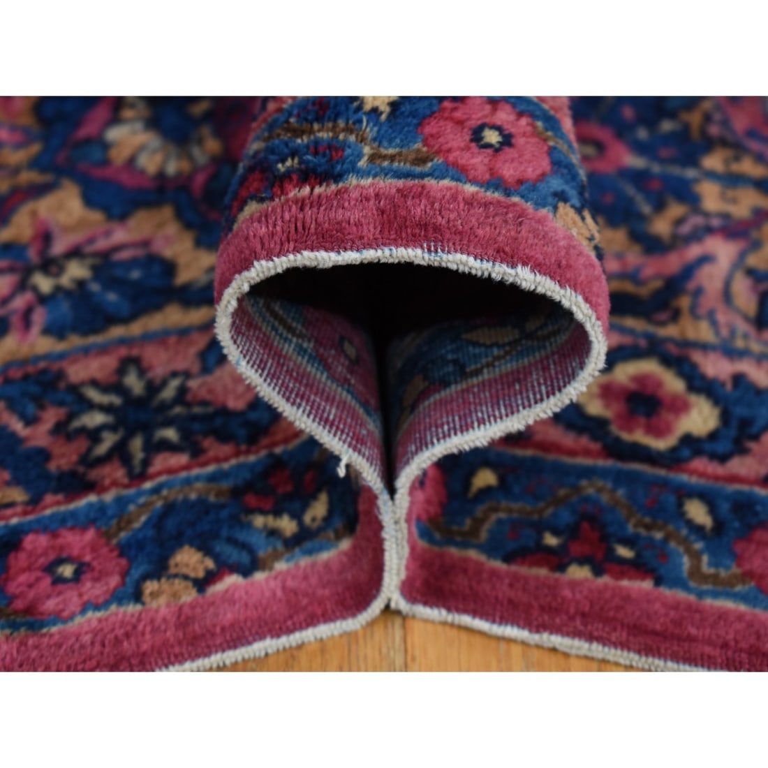 Pink Antique Persian Taftanjian Sarouk 300 KPSI Wool Hand Knotted Rug - 6