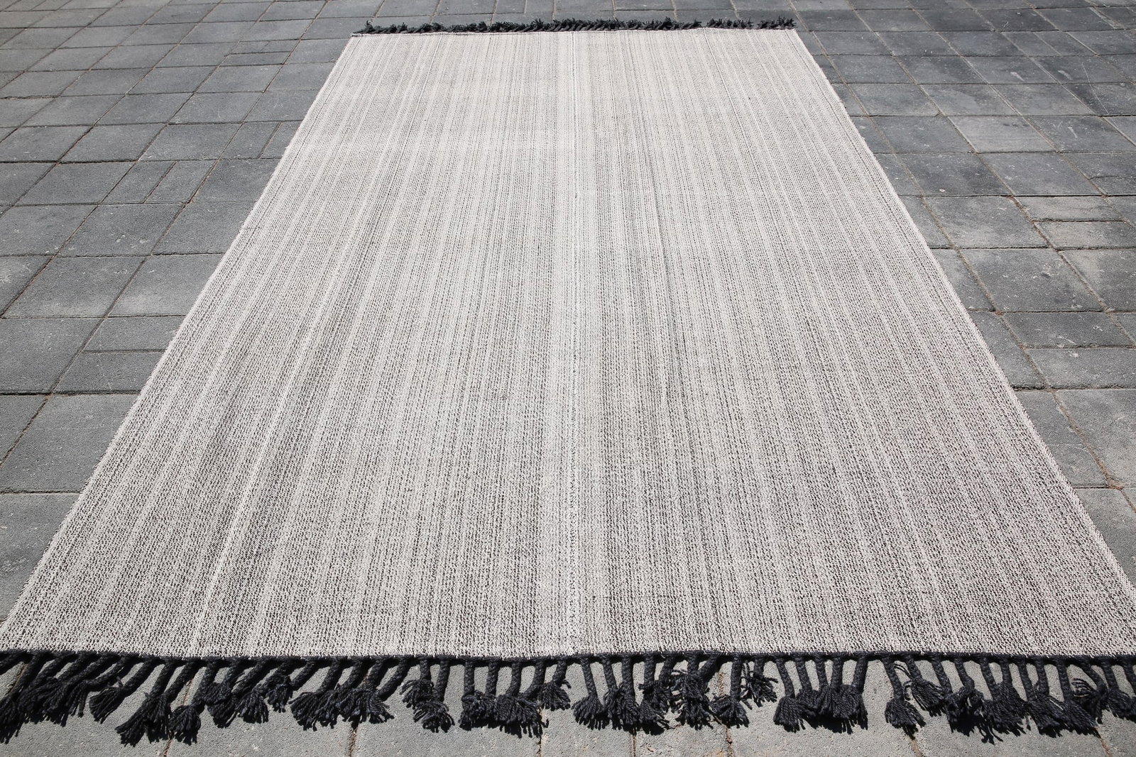 7'0'' x 9'9'' Handmade Vintage Wool Patchwork Rug - 437 - 3