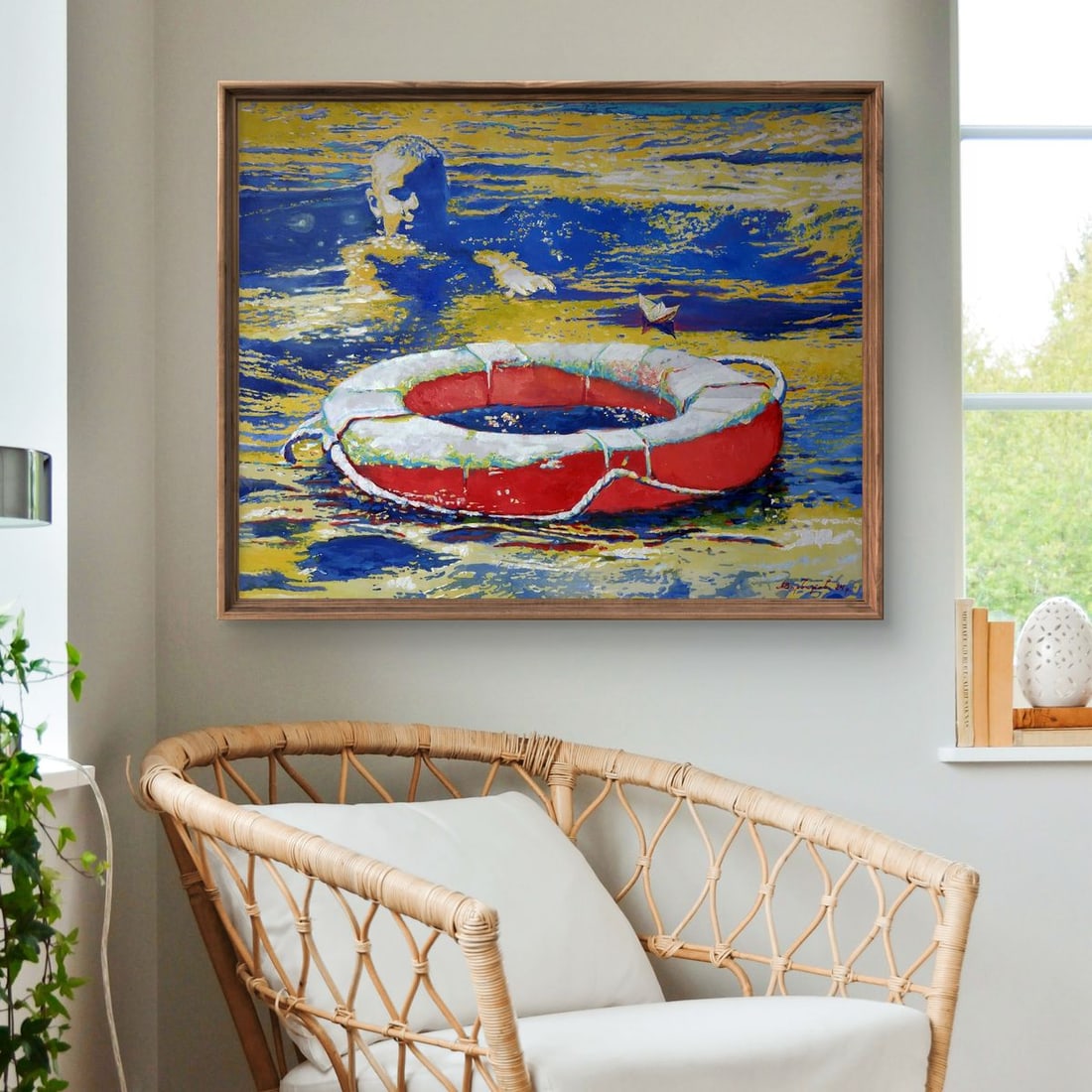 Oil painting Lifebuoy in the sea Anatoly Varvarov - 2