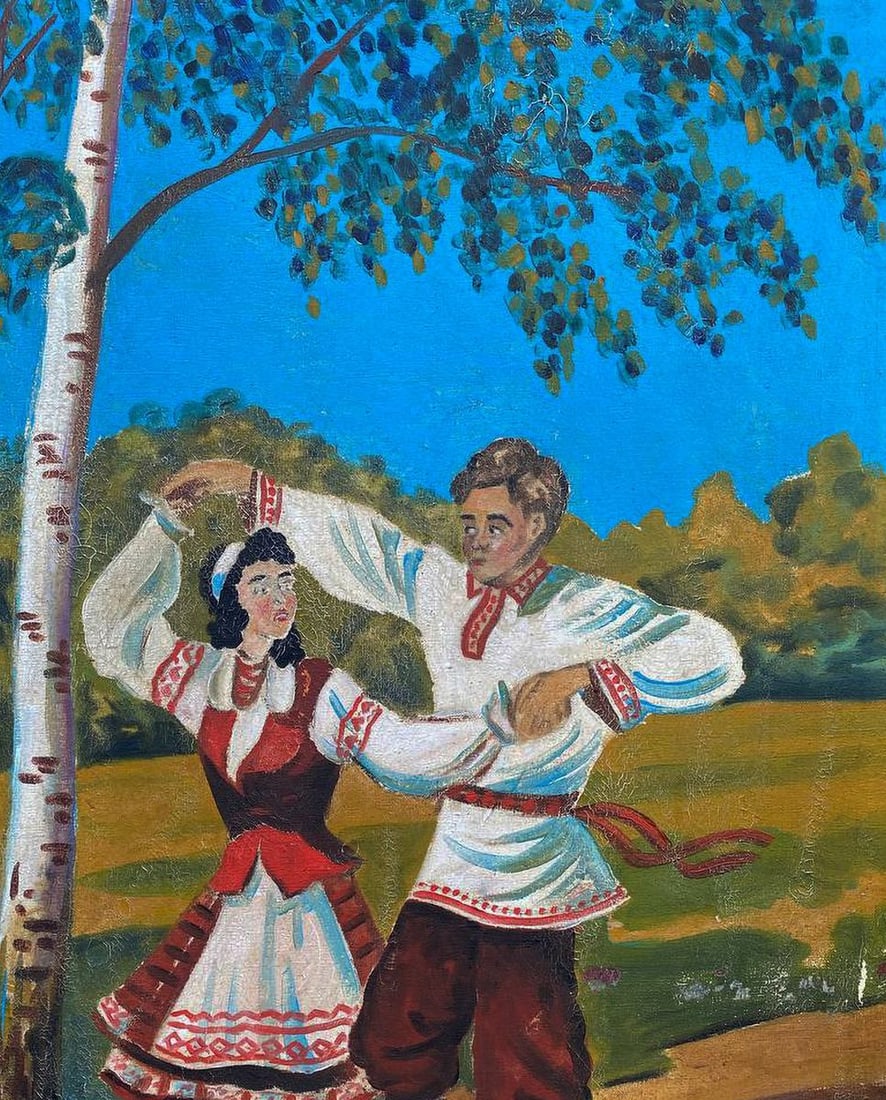 Oil painting Dancing young couple Unknown artist - 2