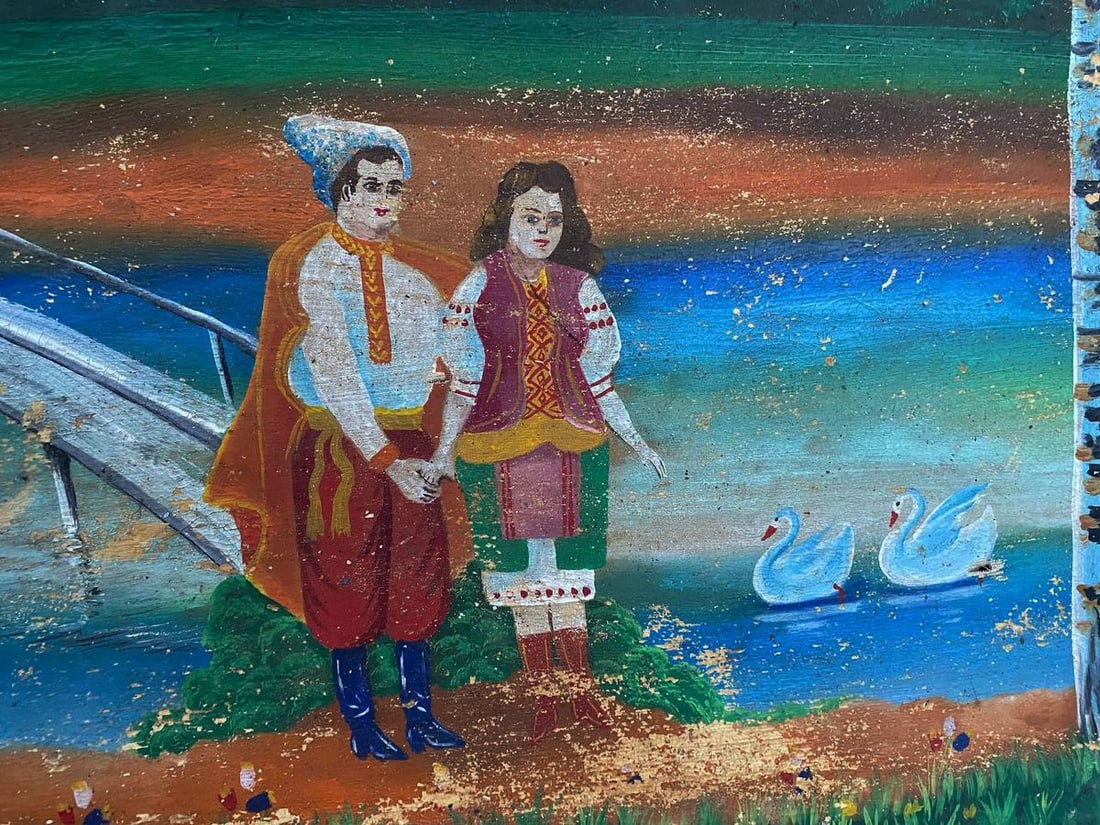 Oil painting Couple with swans Unknown artist - 2